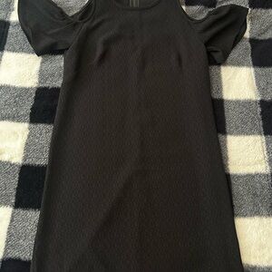 LOFT Black Cold Shoulder Long Sleeve Dress
